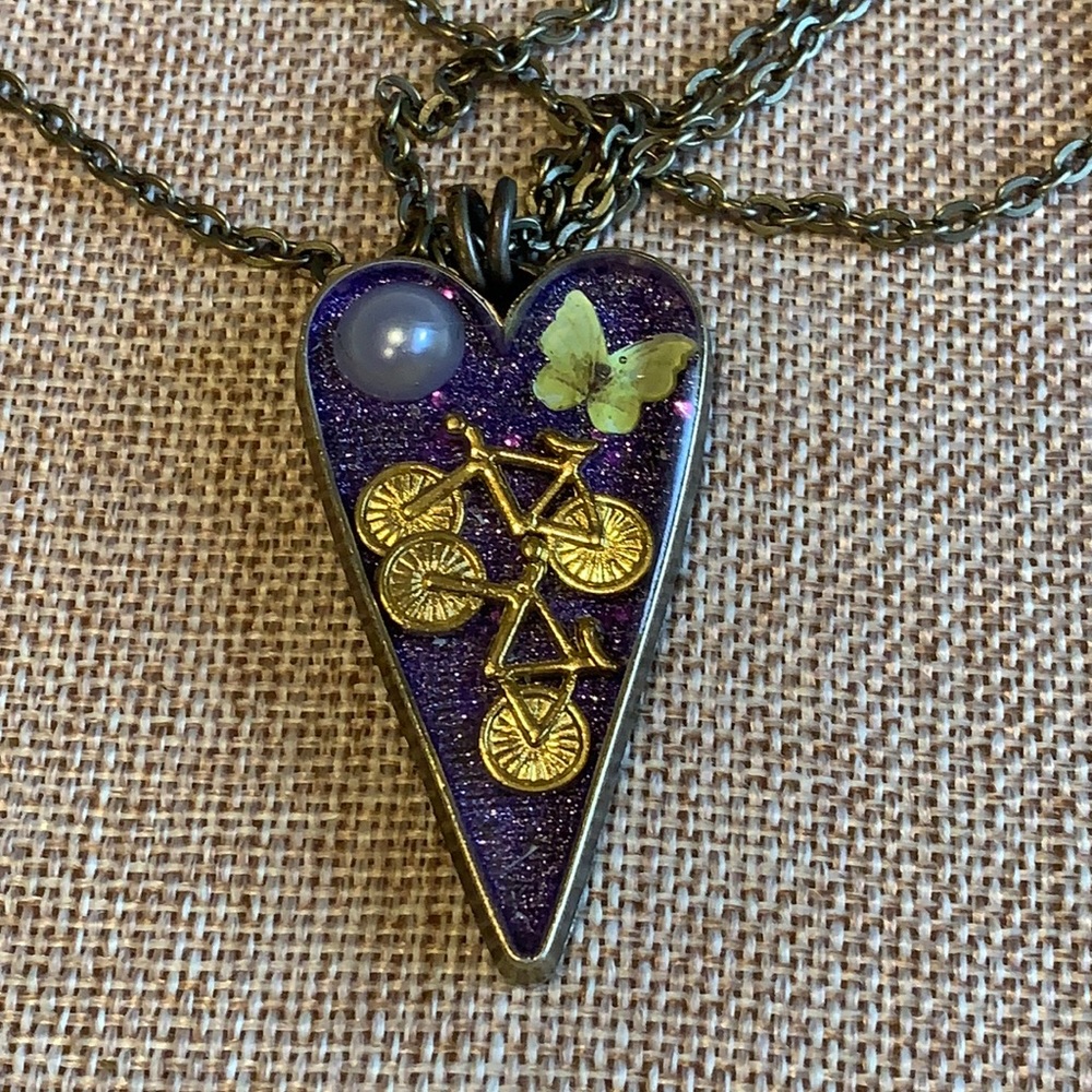Mackinac Island Bikes Lilac festival memories necklace One of a kind